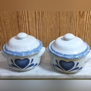 Sponge print Heart Crocks set of 2 with lids